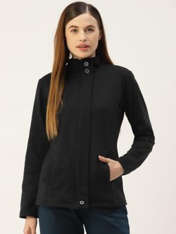 BRINNS - Women Mock Collar Long Sleeves Jacket Black