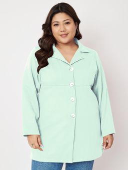BRINNS - Women Plus Size Collar Hip Length Coat Green