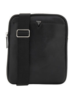 Guess - Black Solid Firenze Flat Crossbody Bag