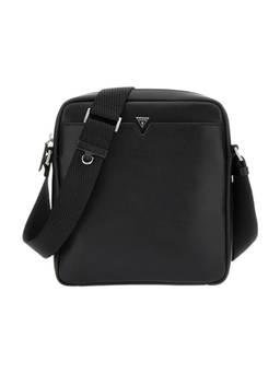 Guess - Black Solid Firenze Top Zip Crossbody Bag