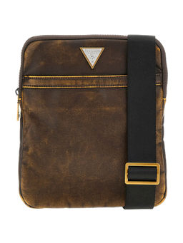 Guess - Brown Solid Milano Flat Crossbody Bag