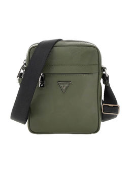 Guess - Green Solid Venezia Crossbody Bag with Front Zipper Pocket