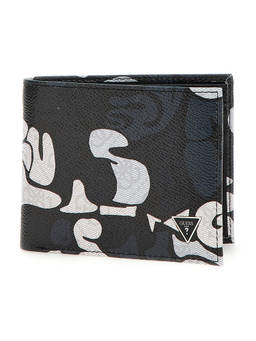 Guess - Black Printed Mito Billfold with Coin Pocket Wallet
