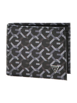 Guess - Black Printed Torino Billfold W Coin Pocket Wallet