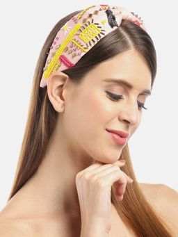 Blueberry - Multi Beads Hand Embellished Satin Knot Hair Band