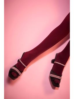 Sana K Luxurious Footwear - Alaya Black Vegan Leather Pink Rhinestone Embellished Heels