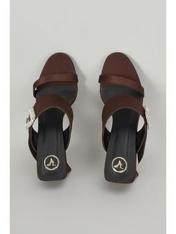 Sana K Luxurious Footwear - Brown Vegan Satin Sandals