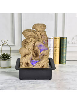 HomeTown - Impression Polyresin Two Elephants Fountain 30X40Cm In Grey Colour