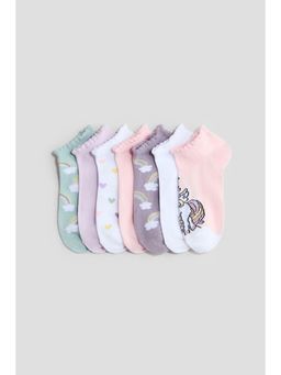 H&M - Girls Multi-Color 7-Pack Trainer Socks