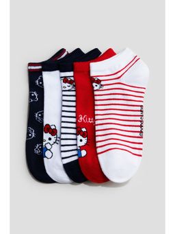 H&M - Girls Red 5-Pack Shaftless Socks