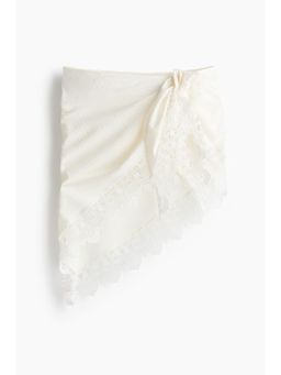 H&M - Women White Lace-Trimmed Viscose Hip Scarf