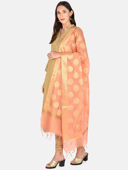Dupatta Bazaar - Women's Banarasi Silk Peach Dupatta
