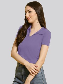Twenty Dresses by Nykaa Fashion - Womens Casual Knited Lavender Lycra Top