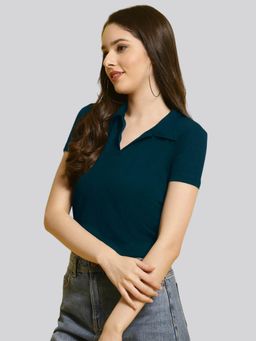 Twenty Dresses by Nykaa Fashion - Womens Casual Knited Navy Blue Lycra Top