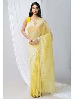 Unnati Silks - Cream Pure Sico Saree with Unstitched Blouse