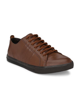 CARLO ROMANO - Burnish Leather Brown Lace Up Casual Sneakers