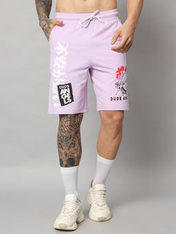 WEARDUDS - Men Lavender Printed Shorts