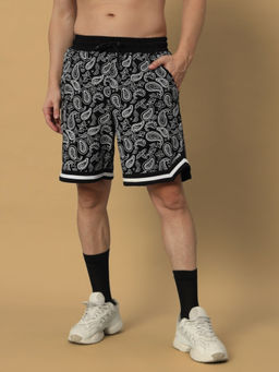 WEARDUDS - Men Black Printed Drawstring Shorts