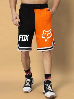 WEARDUDS - Men Orange Colorblock Drawstring Shorts