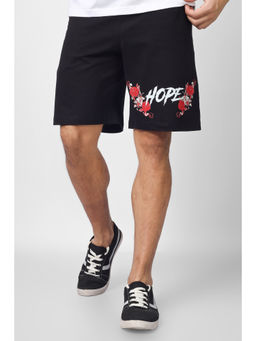 WEARDUDS - Men Black Printed Drawstring Shorts