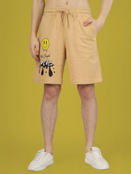 WEARDUDS - Men Beige Printed Drawstring Shorts