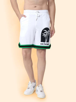 WEARDUDS - Men White Printed Drawstring Shorts