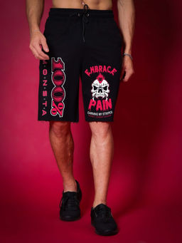 WEARDUDS - Men Black Printed Drawstring Shorts