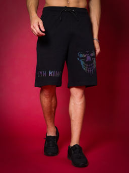 WEARDUDS - Men Black Printed Drawstring Shorts