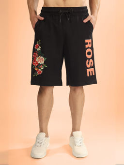 WEARDUDS - Men Black Printed Drawstring Shorts
