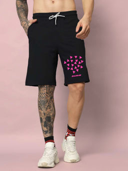 WEARDUDS - Men Black Printed Drawstring Shorts