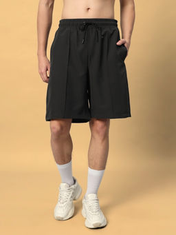 WEARDUDS - Men Black Solid Drawstring Shorts