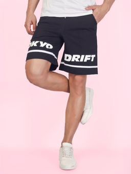WEARDUDS - Men Black Typography Drawstring Shorts
