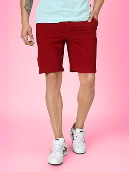 WEARDUDS - Men Red Solid Drawstring Shorts