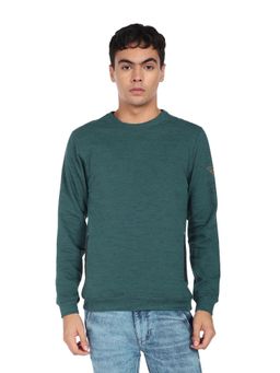 Flying Machine - Heathered Placement Green Sweatshirt