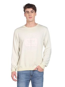 Flying Machine - Crew Neck Brand Print Cotton White Sweatshirt