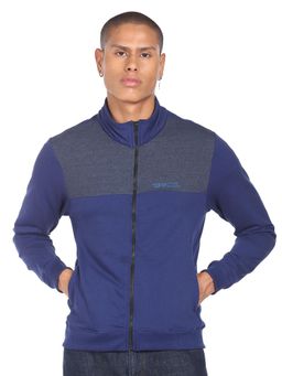 Flying Machine - High Neck Colour Block Panelled Sweatshirt