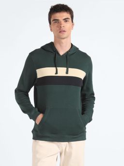 Flying Machine - Pure Cotton Hooded Green Sweatshirt