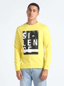 Flying Machine - Graphic Print Cotton Yellow Sweatshirt