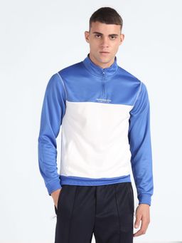 Flying Machine - Short Zip Colour Block Sweatshirt
