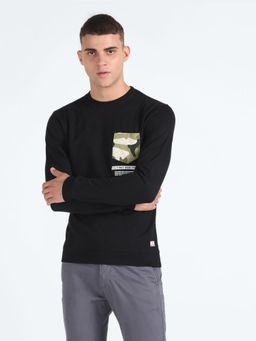 Flying Machine - Black Patch Pocket Sweatshirt
