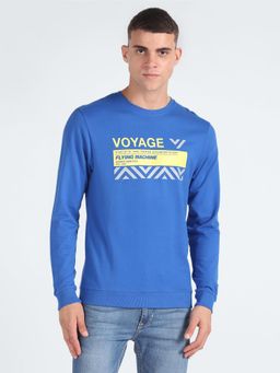 Flying Machine - Graphic Print Cotton Blue Sweatshirt