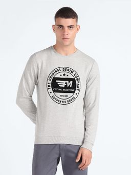 Flying Machine - Brand Print Heathered Grey Sweatshirt