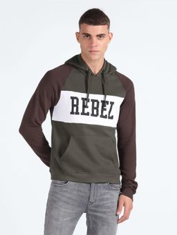 Flying Machine - Colour Block Hooded Sweatshirt