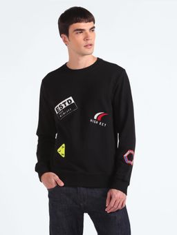 Flying Machine - Embroidered Badge Cotton Sweatshirt