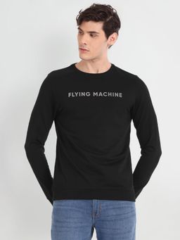 Flying Machine - Long Sleeve Brand Print Black Sweatshirt