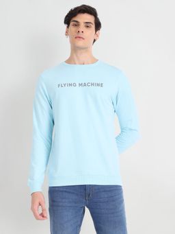 Flying Machine - Long Sleeve Brand Print Blue Sweatshirt