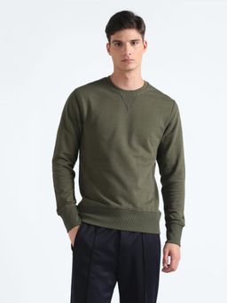 Flying Machine - Crew Neck Solid Sweatshirt