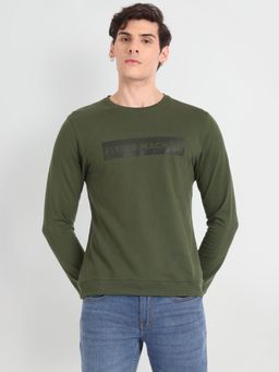 Flying Machine - Green Brand Print Sweatshirt