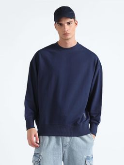 Flying Machine - Crew Neck Oversized Navy Blue Sweatshirt