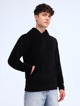 Flying Machine - Relaxed Fit Solid Black Sweatshirt